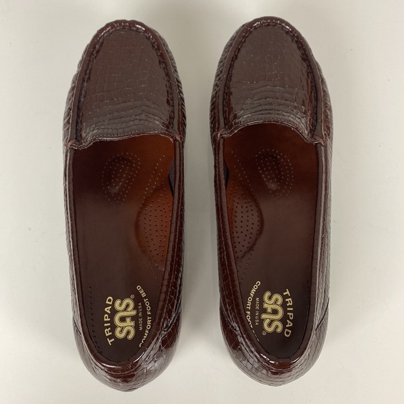 SAS Simplify Croco Print Leather Moccasin Loafers Size 9.5 - Picture 8 of 14